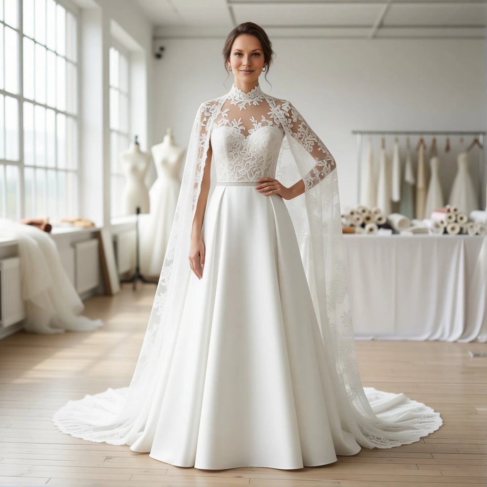 Romantic Lace A-line with an illusion neckline