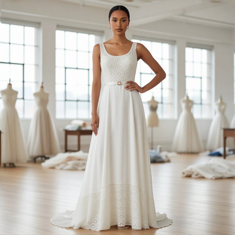 Bohemian Lace A-line with a square neckline