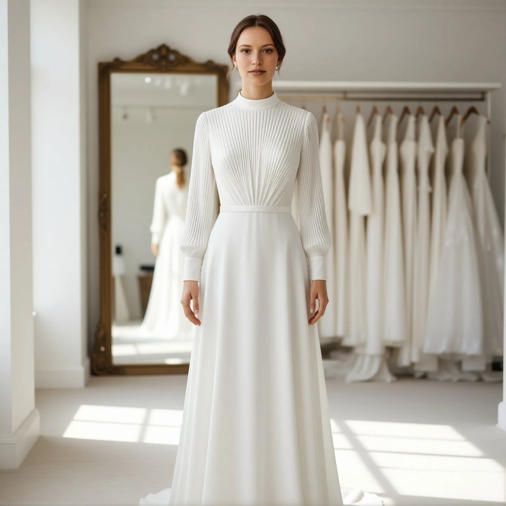 Minimalist Crepe A-line with a high neckline
