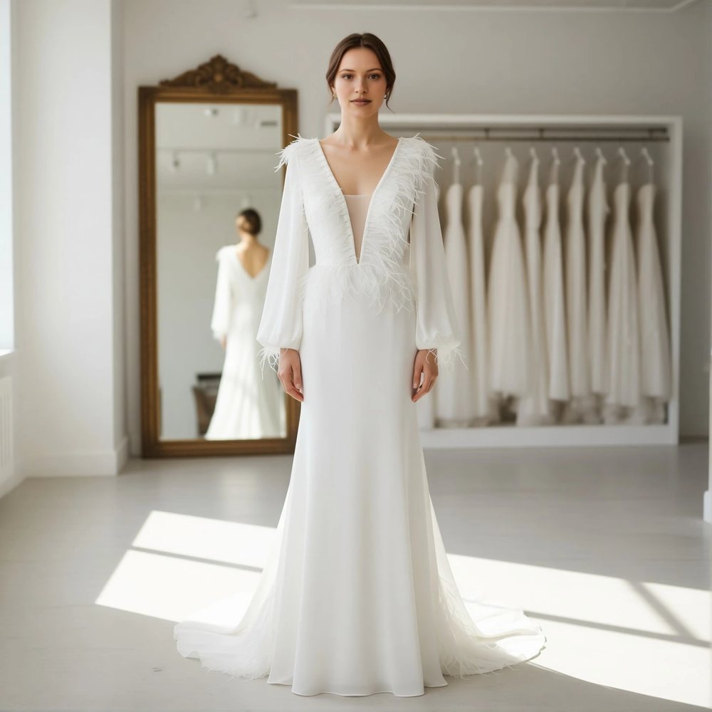 Bohemian Crepe Sheath with a V-neckline