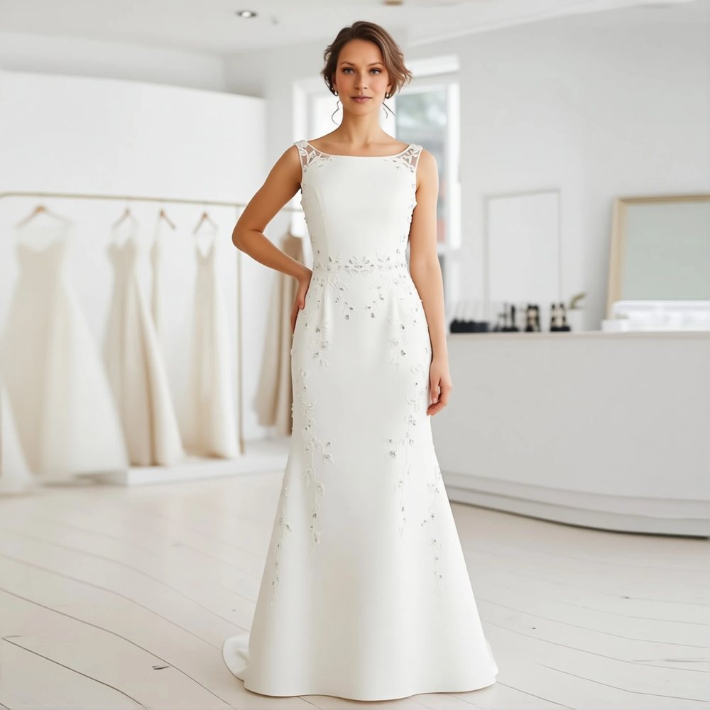 Vintage Satin Sheath with a bateau neckline