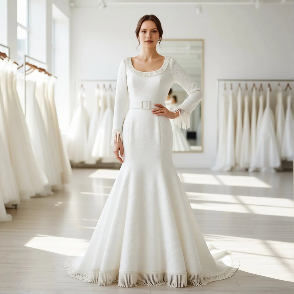 Minimalist Crepe Mermaid with a scoop neckline