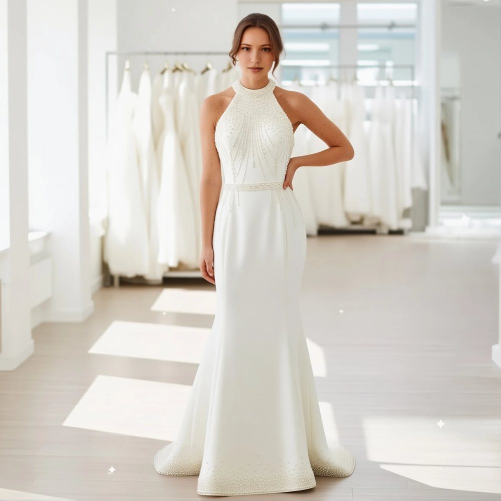 Minimalist Crepe Sheath with a high neckline