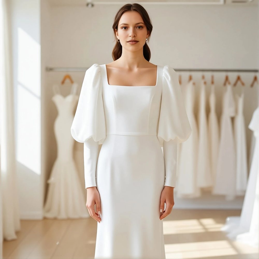 Minimalist Crepe Sheath with a square neckline