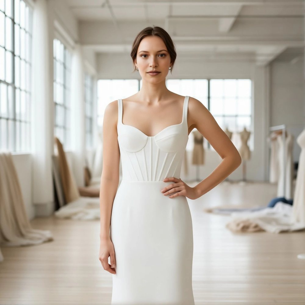 Minimalist Crepe Sheath with a sweetheart neckline