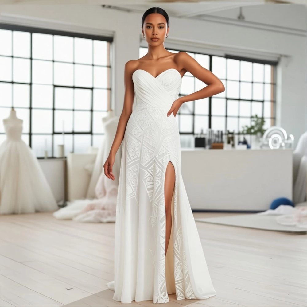 Minimalist Crepe Mermaid with a sweetheart neckline