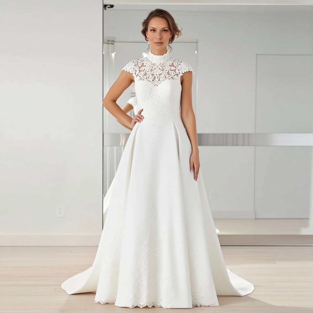 Vintage Lace A-line with a high neckline