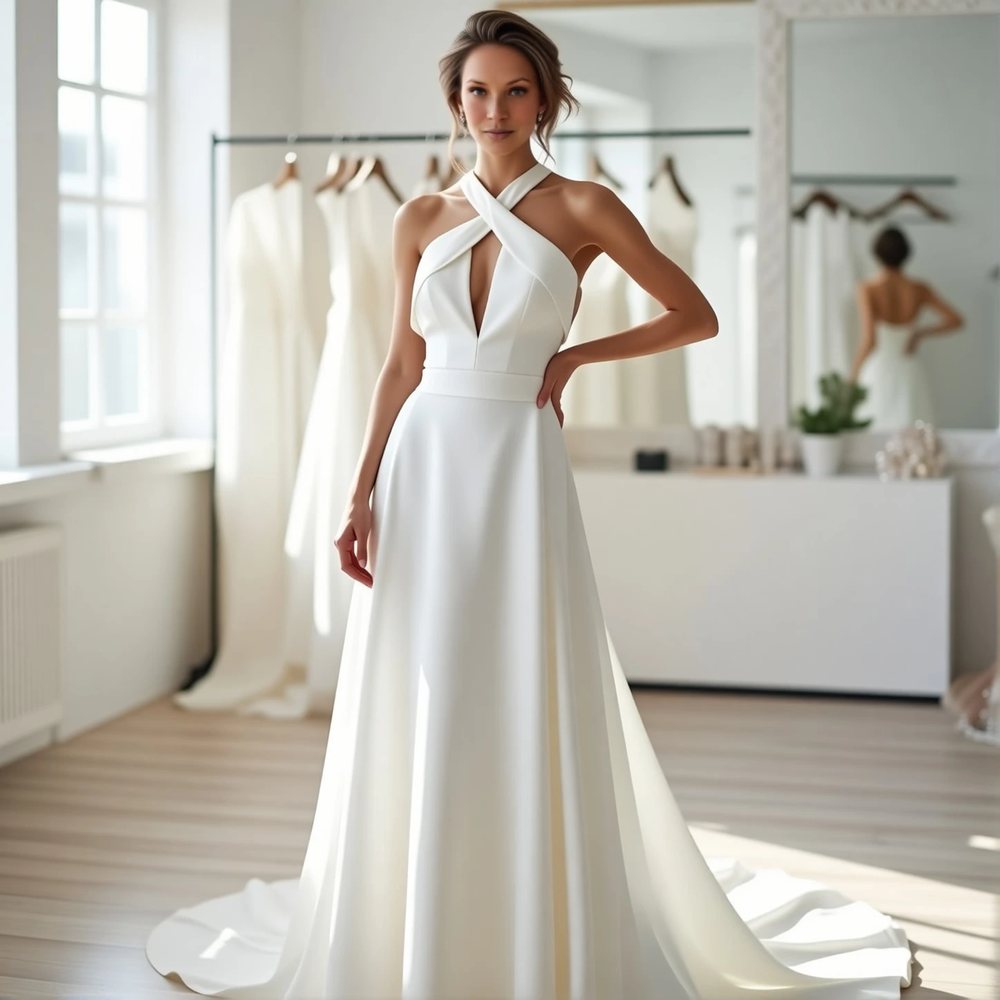 Minimalist Satin A-line with a one-shoulder design