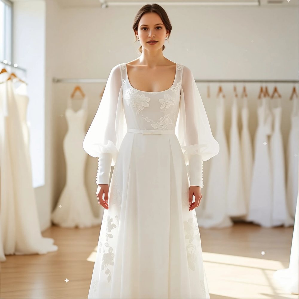 Romantic Chiffon A-line with a sweetheart neckline