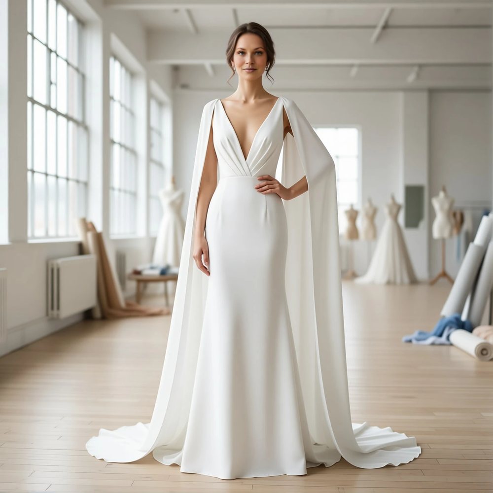 Minimalist Crepe Sheath with a V-neckline