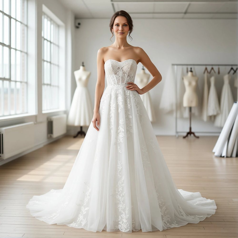 Romantic Lace A-line with a sweetheart neckline