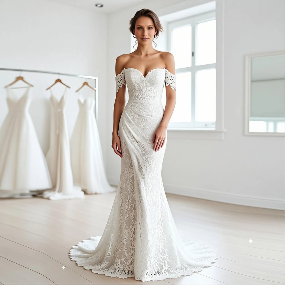 Vintage Lace Mermaid with a sweetheart neckline