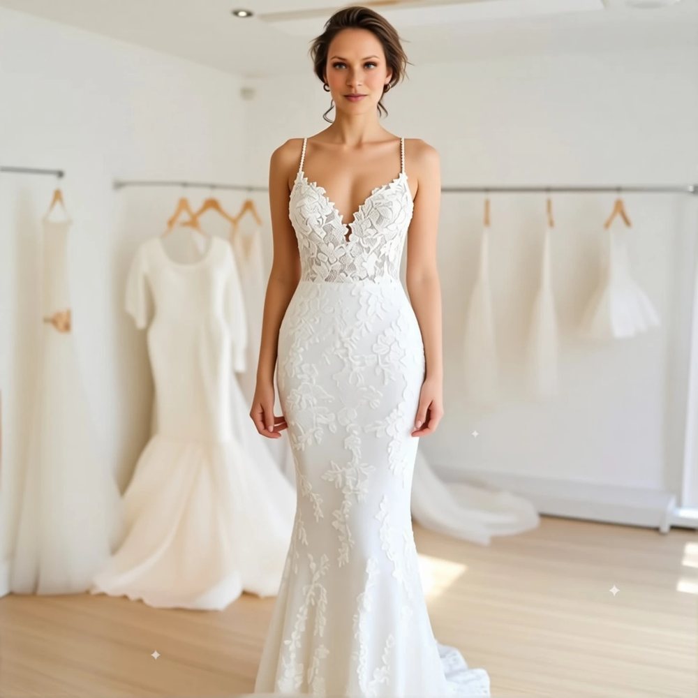 Bohemian Lace Mermaid with a V-neckline