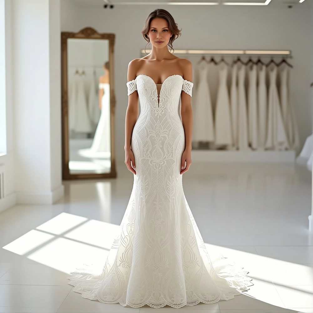 Romantic Lace Mermaid with a sweetheart neckline
