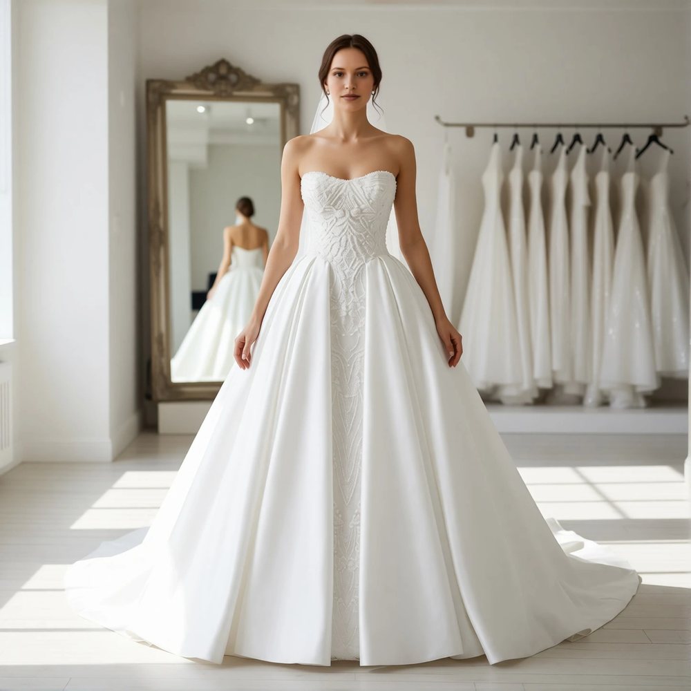 Classic Mikado Ballgown with a sweetheart neckline