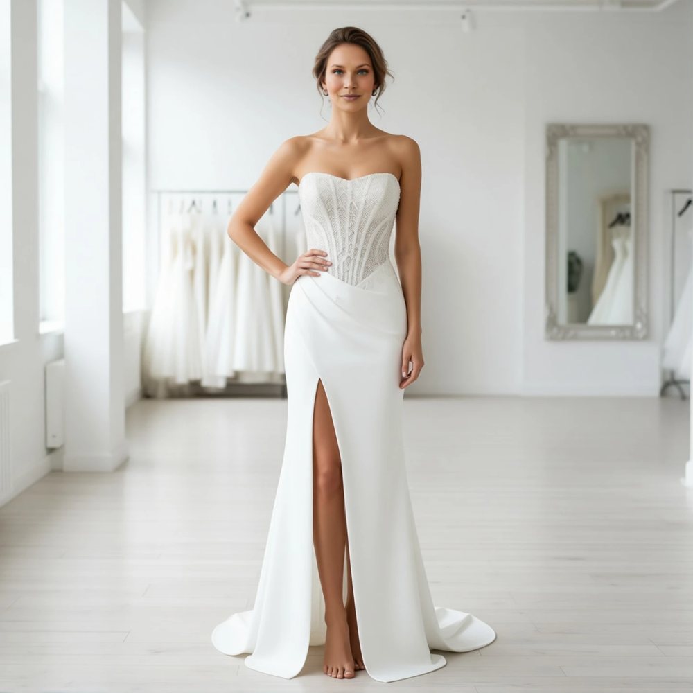 Romantic Satin Mermaid with a sweetheart neckline