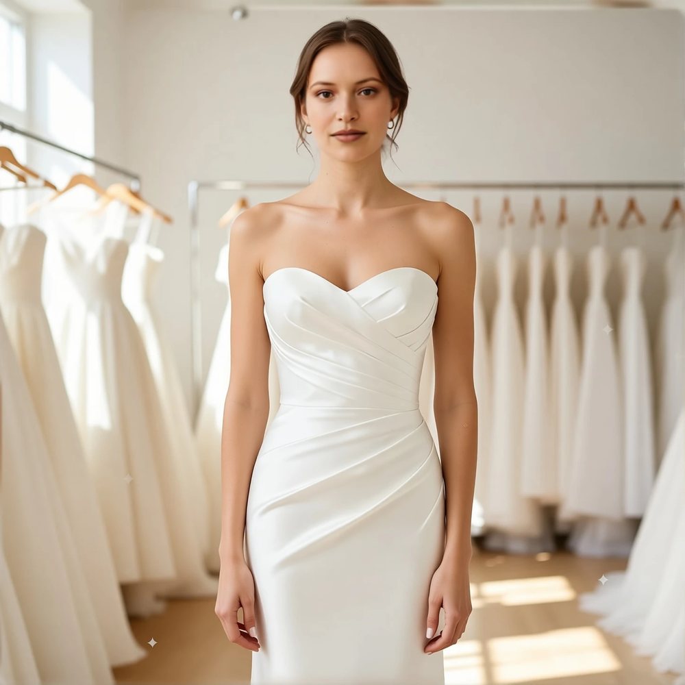 Minimalist Satin Mermaid with a sweetheart neckline