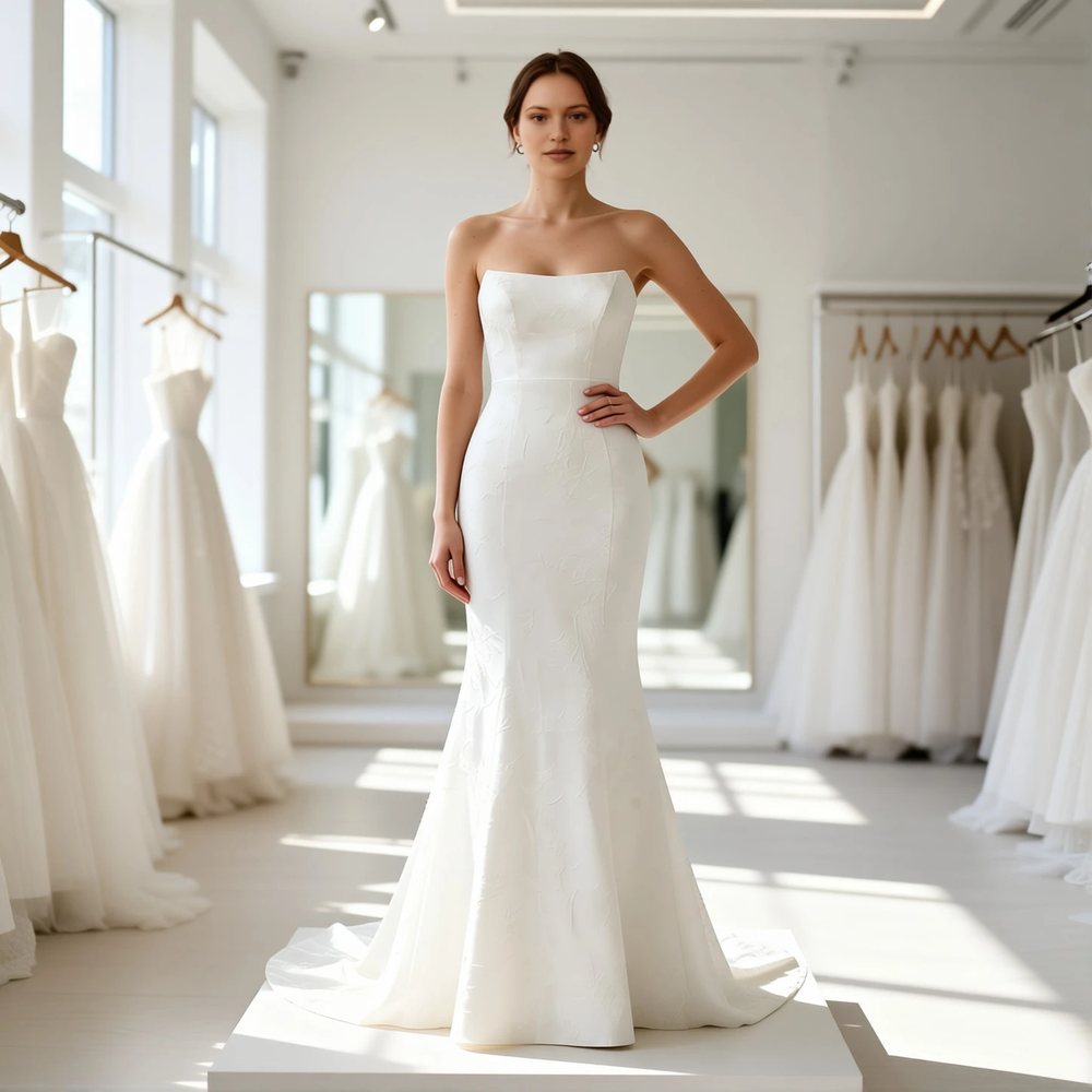 Minimalist Satin Mermaid with a sweetheart neckline