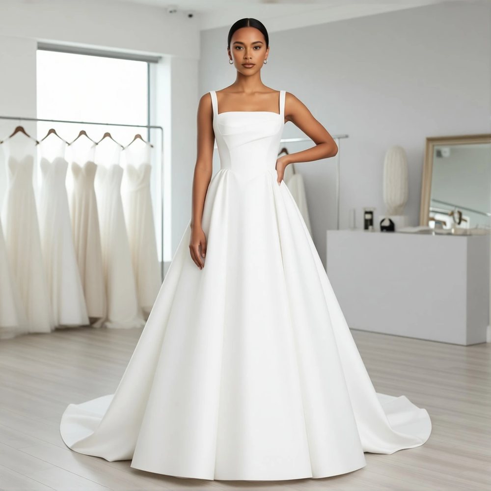 Classic Mikado Ballgown with a square neckline