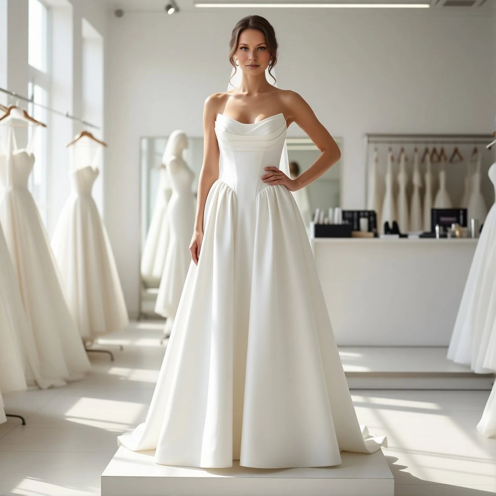 Minimalist Mikado Ballgown with a cowl neckline