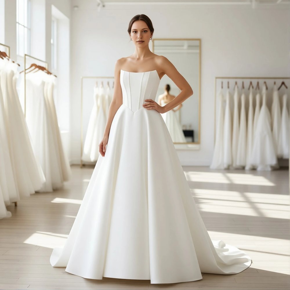Minimalist Mikado Ballgown with a sweetheart neckline
