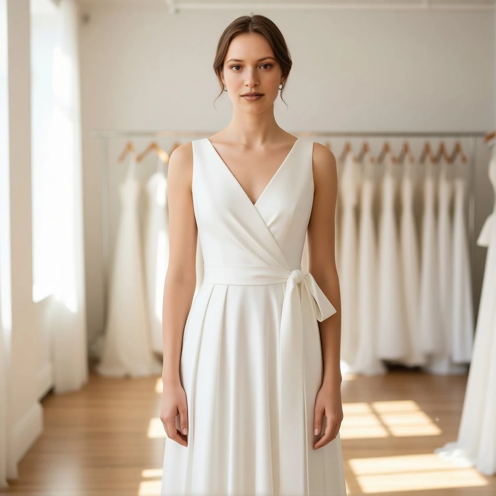 Minimalist Crepe A-line with a V-neckline