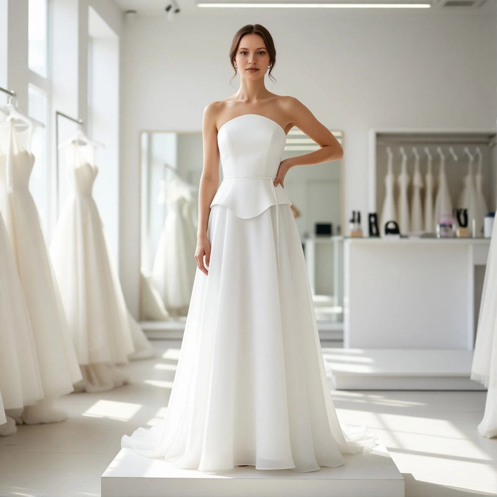 Classic Organza A-line with a square neckline