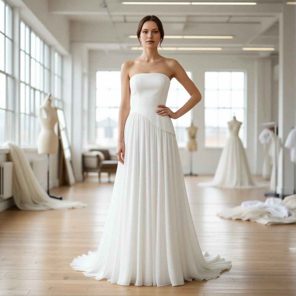 Minimalist Chiffon Sheath with a square neckline