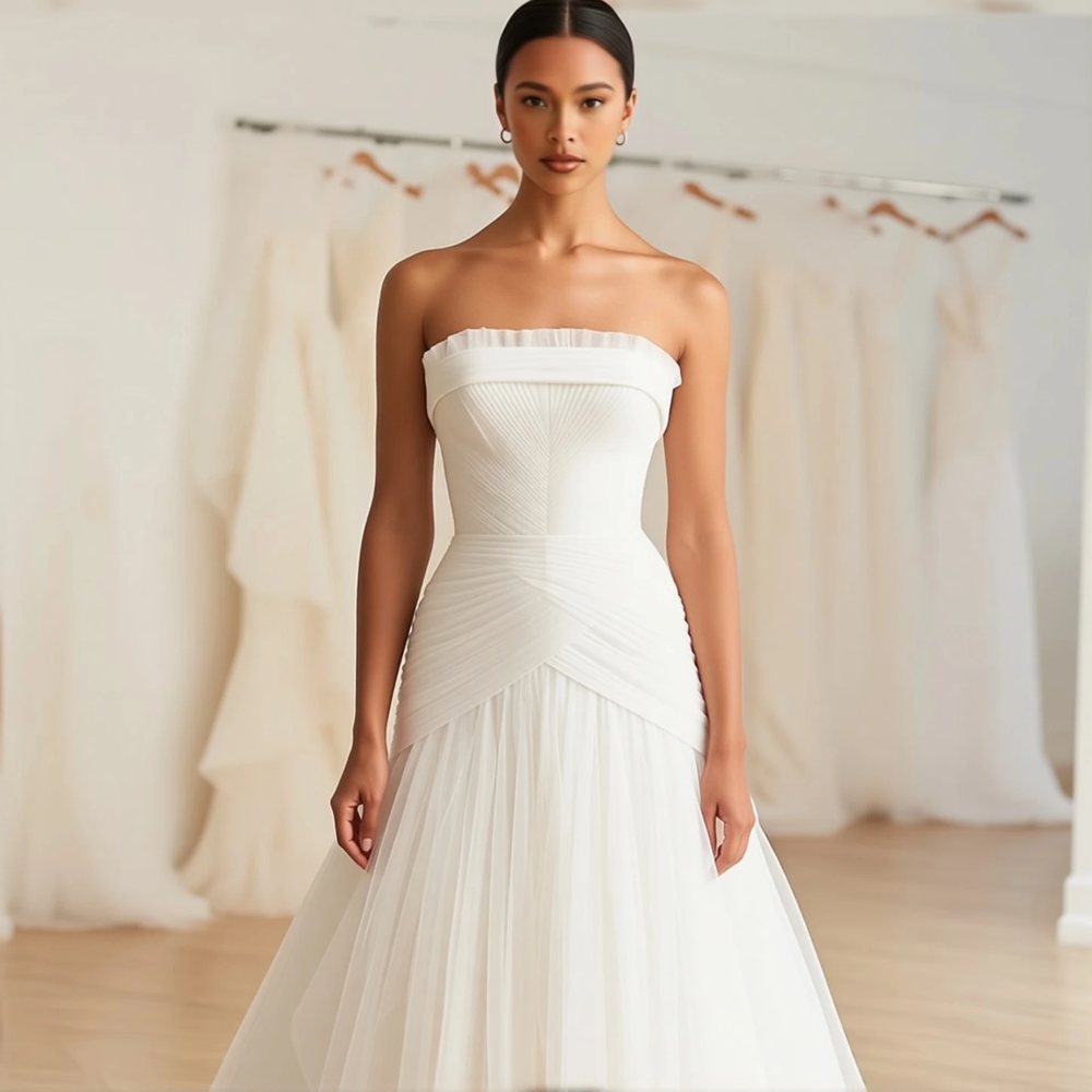 Romantic Tulle A-line with a square neckline