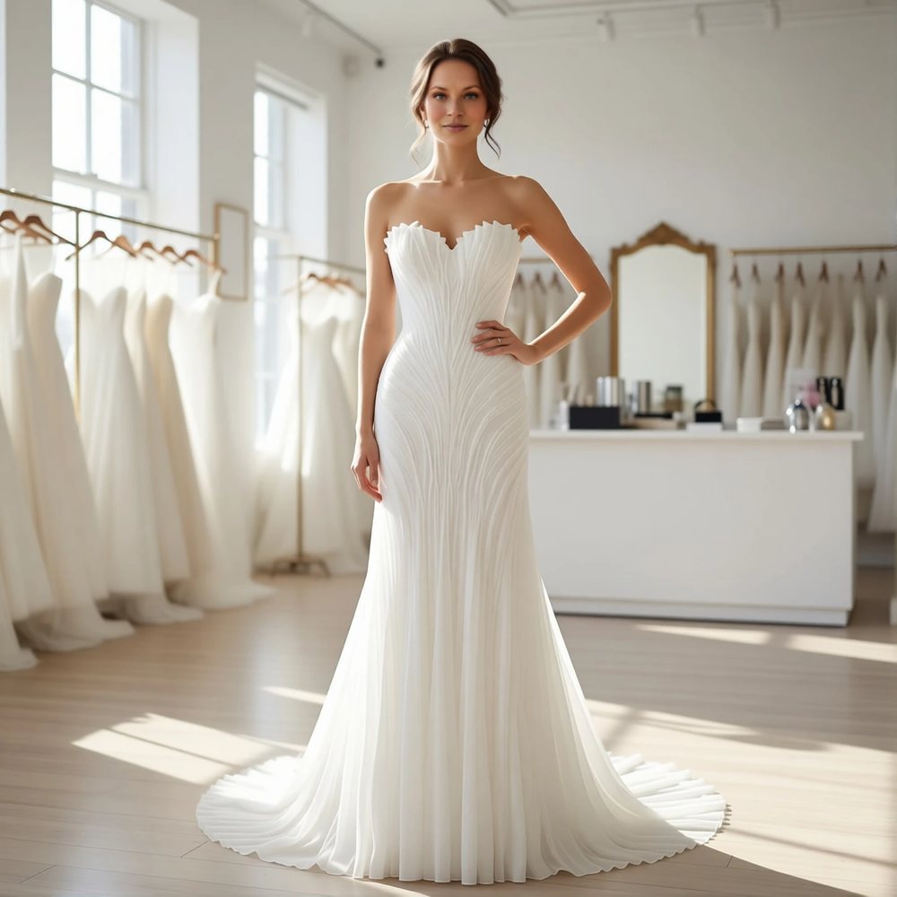 Vintage Crepe Mermaid with a sweetheart neckline