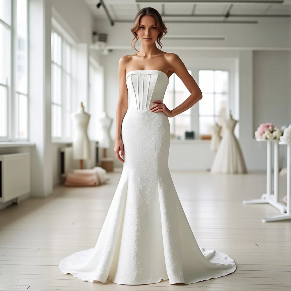 Romantic Lace Mermaid with a square neckline