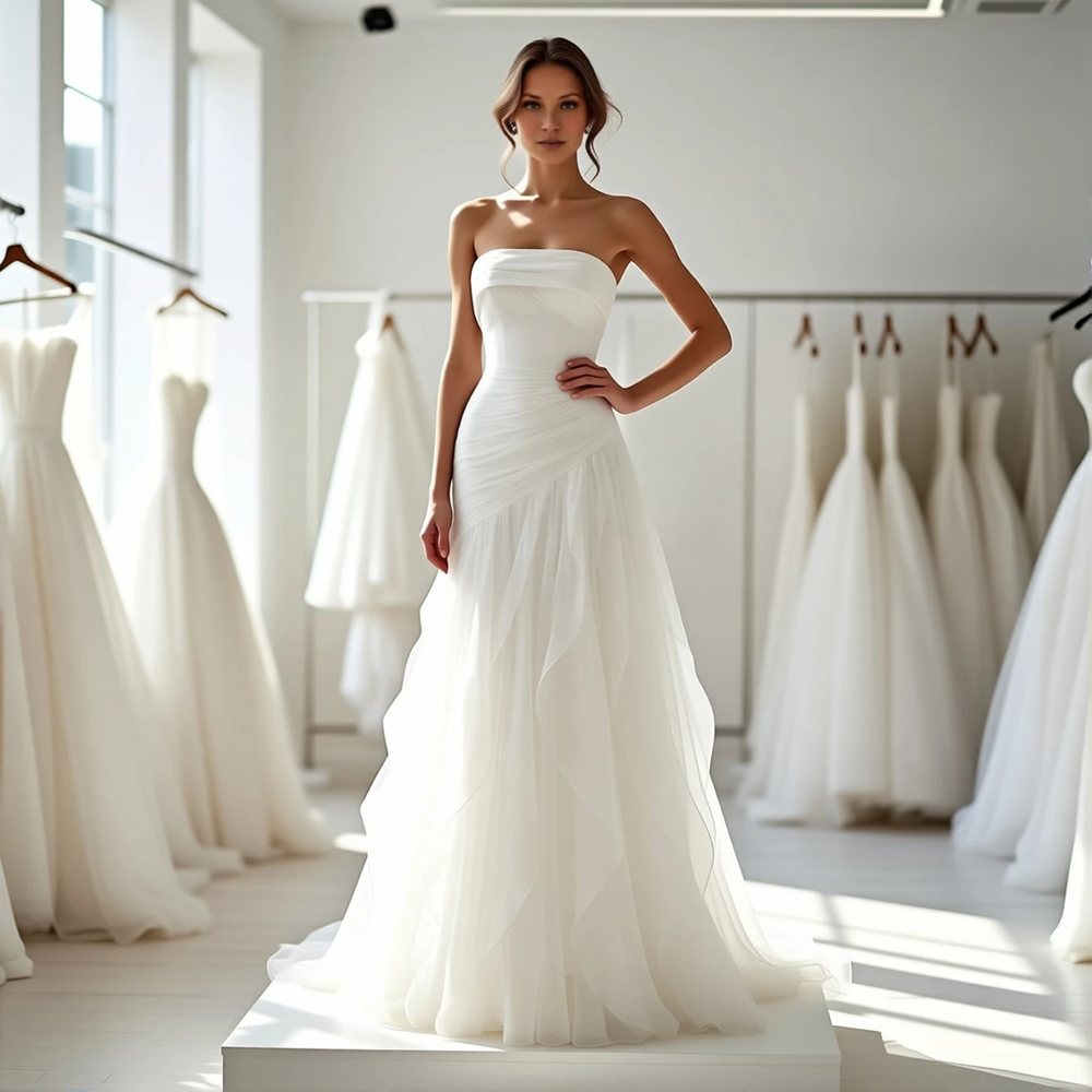 Romantic Tulle A-line with a square neckline