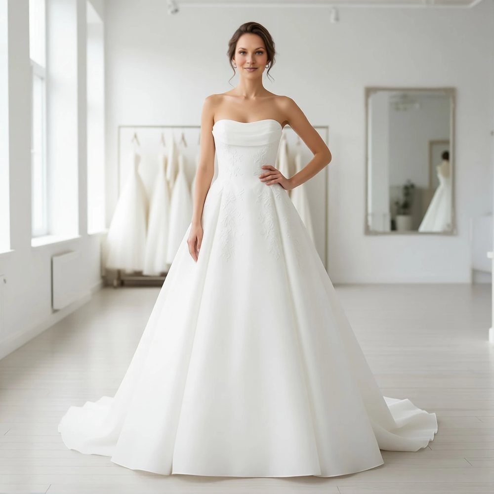 Minimalist Mikado Ballgown with a square neckline