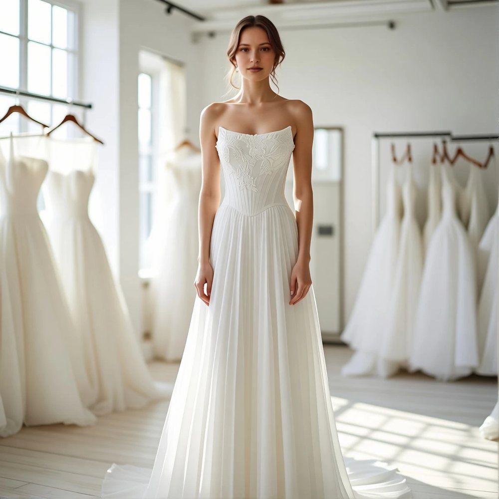 Vintage Chiffon A-line with a sweetheart neckline