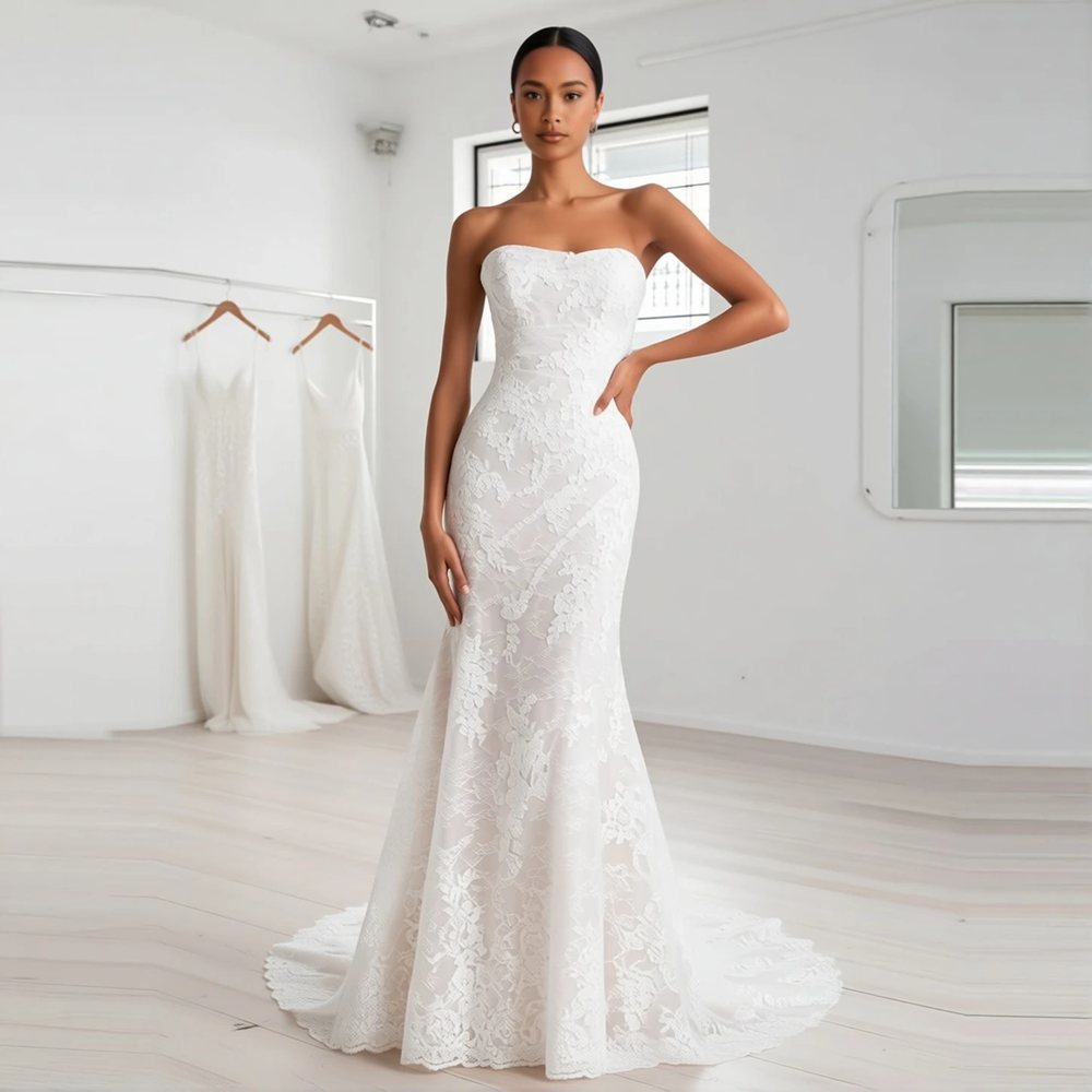 Romantic Lace Mermaid with a sweetheart neckline