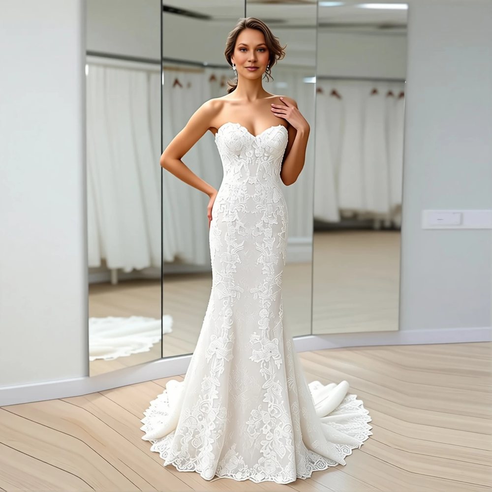 Romantic Lace Mermaid with a sweetheart neckline