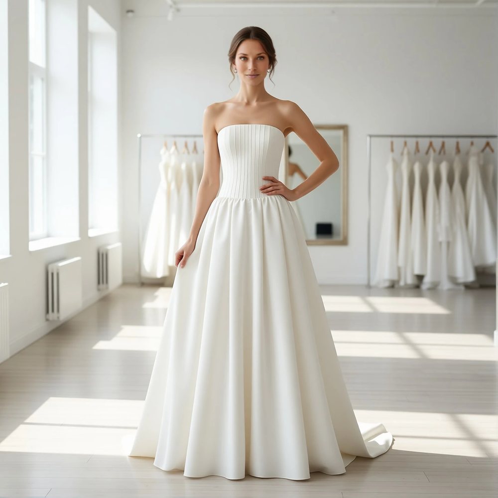 Vestido princesa em mikado, vintage — decote canoa