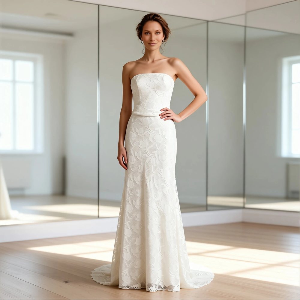 Minimalist Lace Sheath with a bateau neckline