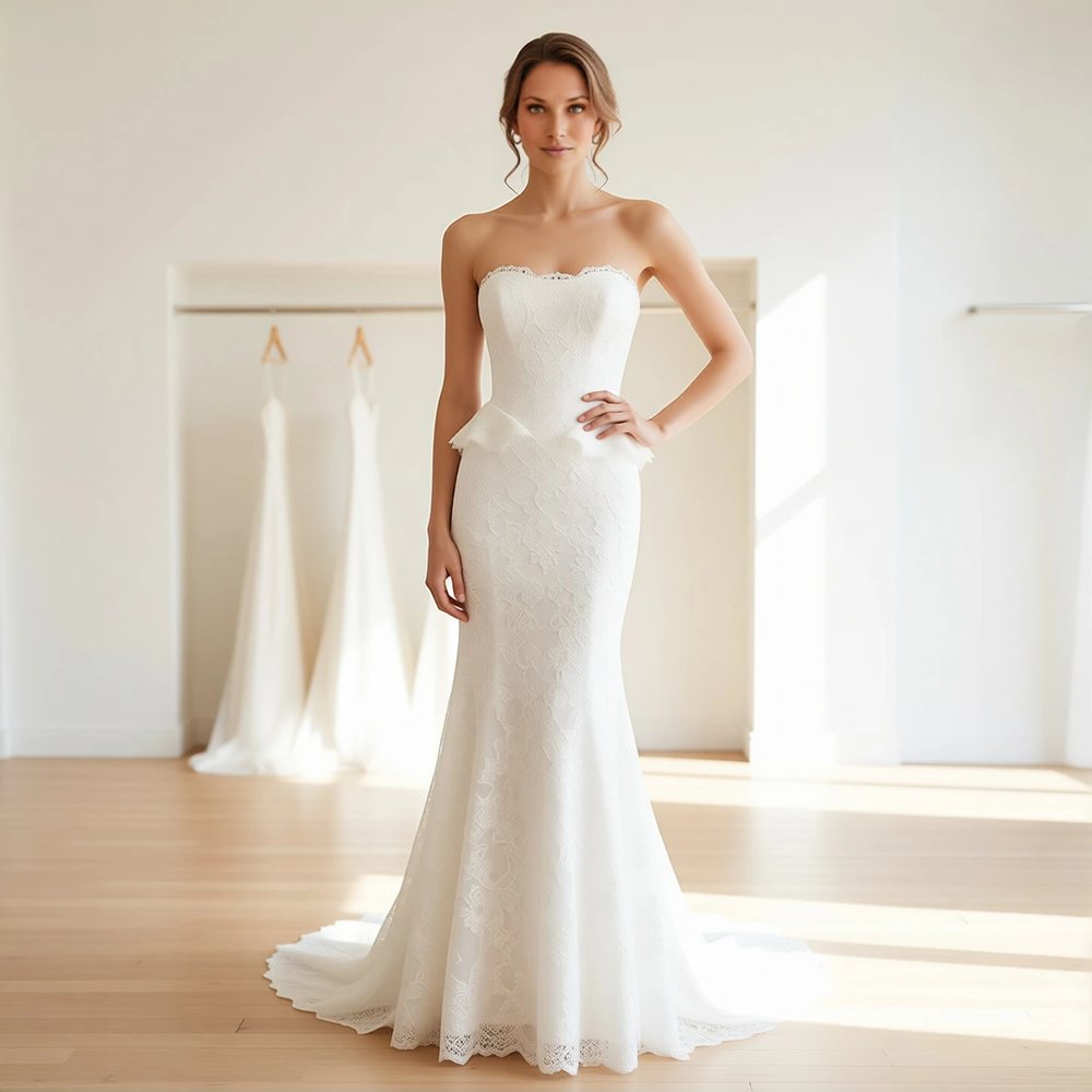 Abito a sirena in pizzo, vintage — scollo a cuore
