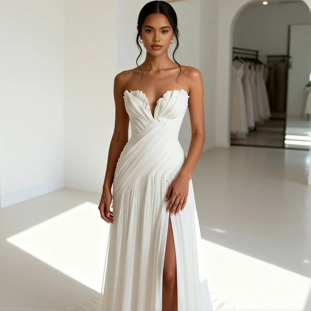Minimalist Chiffon Sheath with a sweetheart neckline