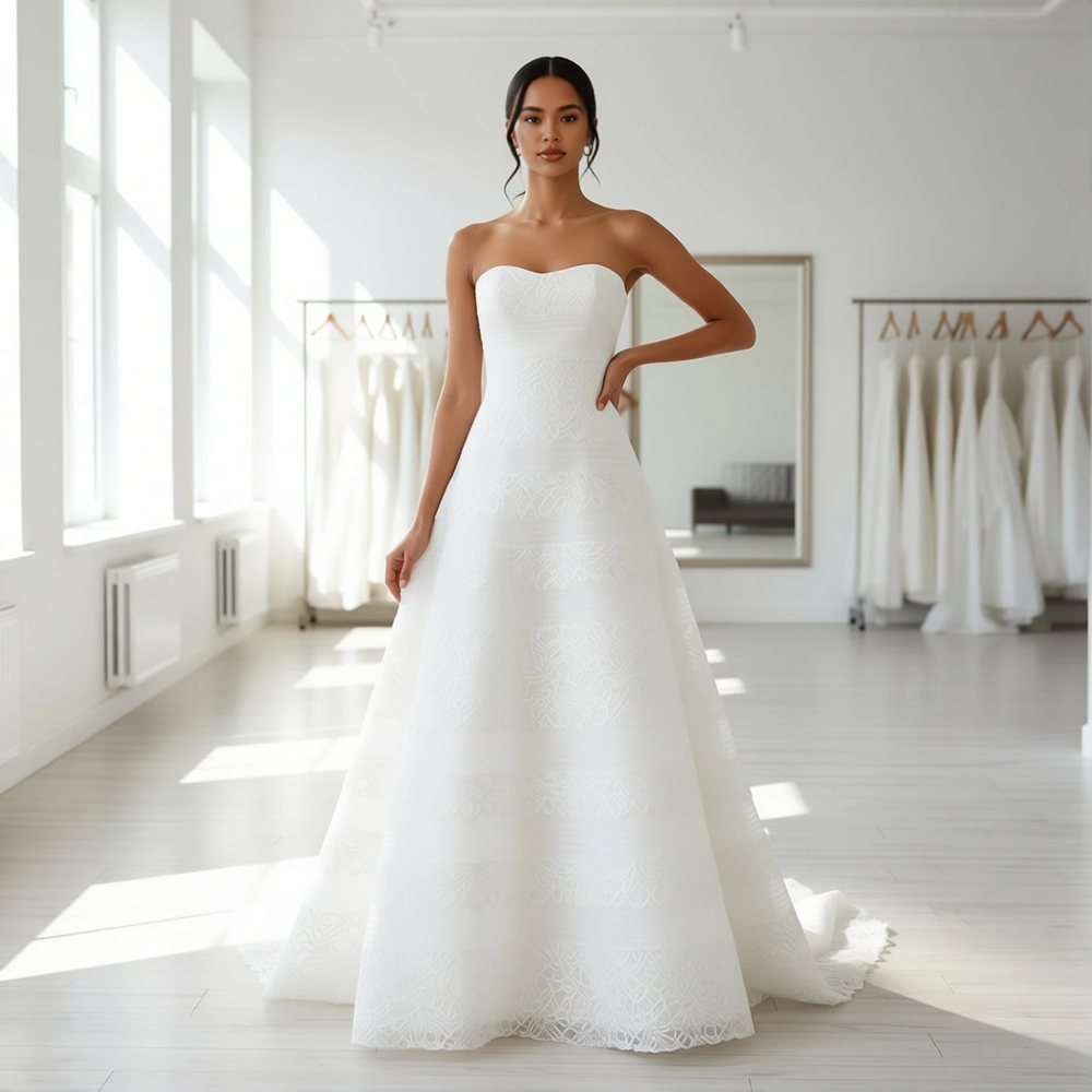 Vestido evasê em renda, vintage — decote coração