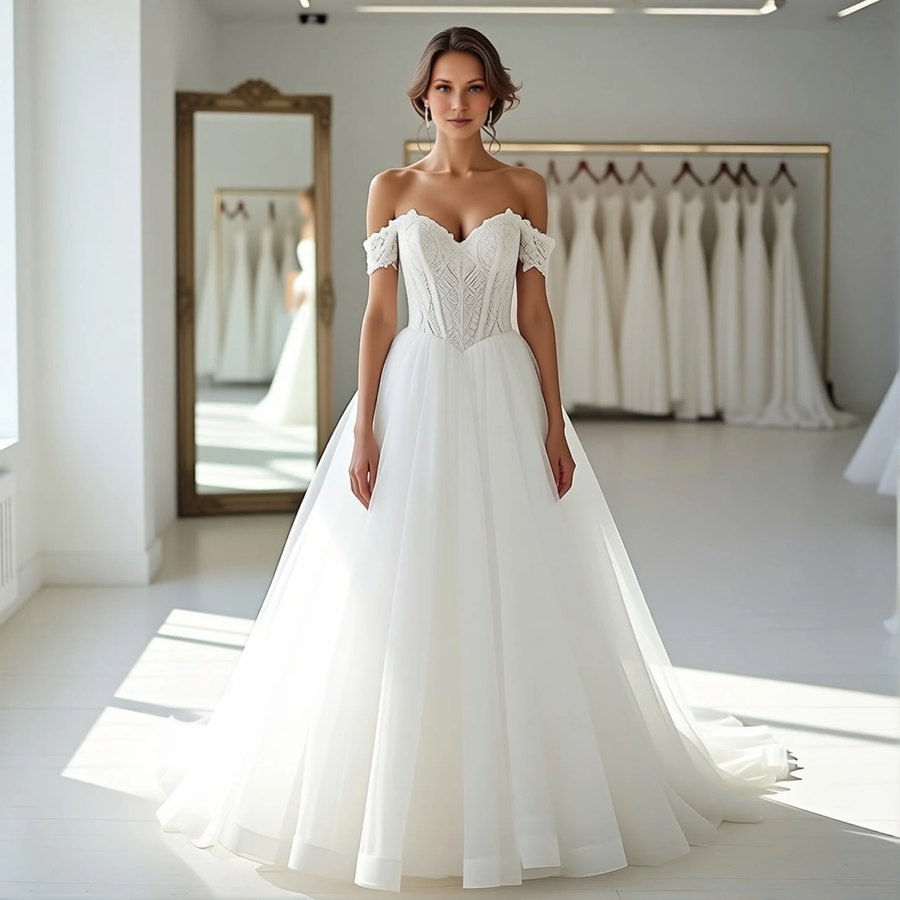 Romantic tulle ballgown with a sweetheart neckline