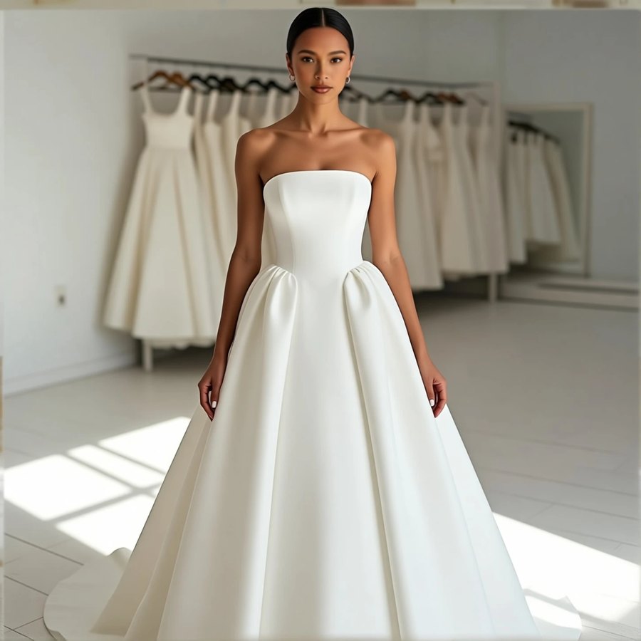 Classic mikado ballgown with a square neckline