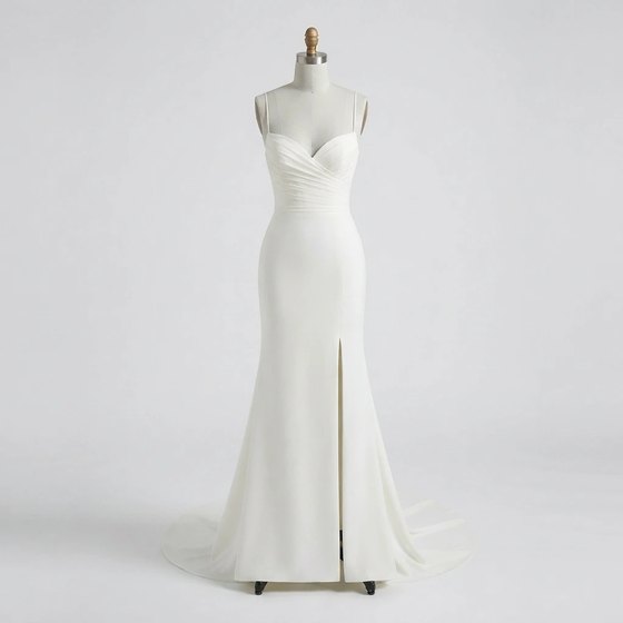The gown on a dress form